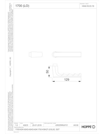 Bild Drückerlochteil 1700 8mm,F31-1 eloxiert - HOPPE-1