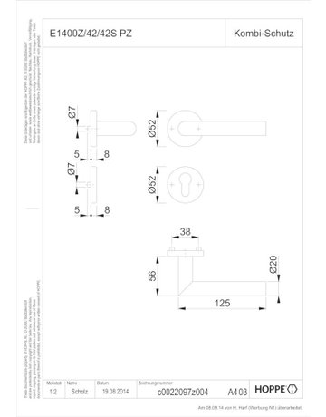Bild HG Amsterdam E1400Z/42/42S Rosette rund ,PZ,8,F9714M - HOPPE-1