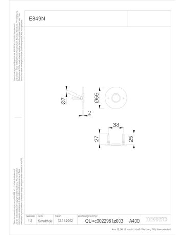 Bild Drückerrosettenpaar E849N rund, 2mm,TS 35-45,F69 - HOPPE-1