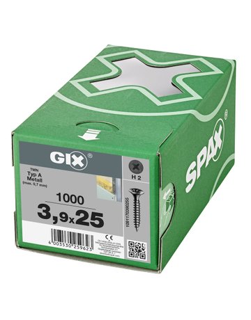 Bild Trockenbauschraube GIX-A Trompetenk 3,9x25mm,Vollgw,Kreuzschlitz H2,sw phos - SPAX-1