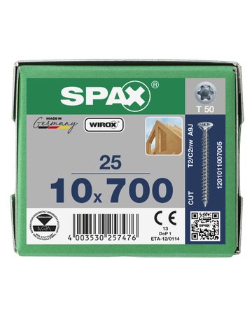 Bild Holzbauschraube Senkkopf 10x700mm,Teilgw,Innensechsrund T50,WIROX - SPAX-0