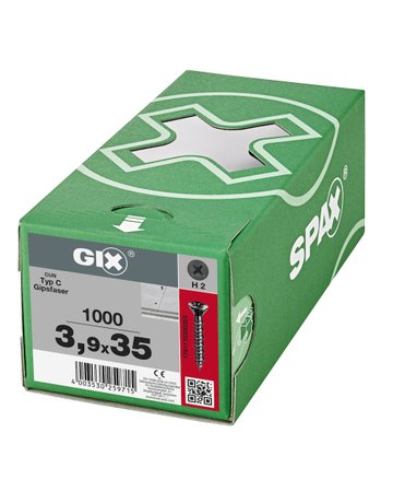 Bild Trockenbauschraube GIX-C Senkkopf 3,9x35mm,Vollgw,Kreuzschlitz H2,sw phos - SPAX-1