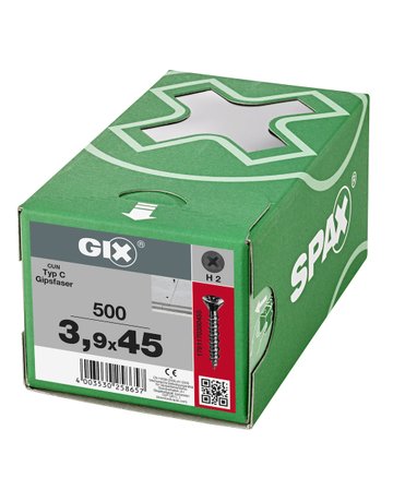 Bild Trockenbauschraube GIX-C Senkkopf 3,9x45mm,Vollgw,Kreuzschlitz H2,sw phos - SPAX-1