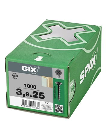 Bild Trockenbauschraube GIX-B Trompetenk 3,9x25mm,Grobgw,Kreuzschlitz H2,sw phos - SPAX-1