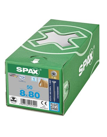 Bild Universalschraube Senkkopf 8x80mm,Teilgw,Innensechsrund T40,ER A2 - SPAX-1