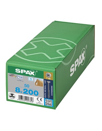 Bild Universalschraube Senkkopf 8x200mm,Teilgw,Innensechsrund T40,ER A2 - SPAX-1