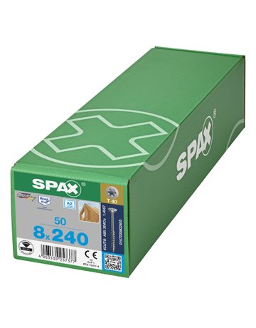 Bild Universalschraube Senkkopf 8x240mm,Teilgw,Innensechsrund T40,ER A2 - SPAX-1