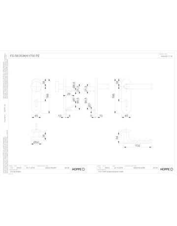Bild HOPPE Wechselgarnitur Hamburg FS-58/353KH/1700, Kurzschild, oval, Profilzylinder gelocht, Entfernung 72mm, Vierkant 9mm, Türstärke 45 - 65mm, Befestigungstechnik mit Stütznocken, silber, naturfarben, eloxiert-1