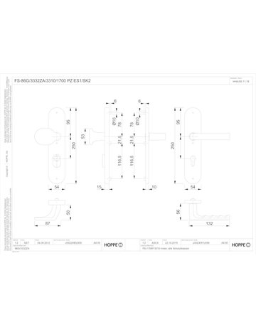 Bild HOPPE Sicherheits-Wechselgarnitur Hamburg FS-86G/3332ZA/3310/1700, Langschild oval, 15mm, ES 1, mit Zylinderabdeckung, Profilzylinder gelocht, Entfernung 72mm, Vierkant 9mm, Türstärke 42-47mm, naturfarben eloxiert-1