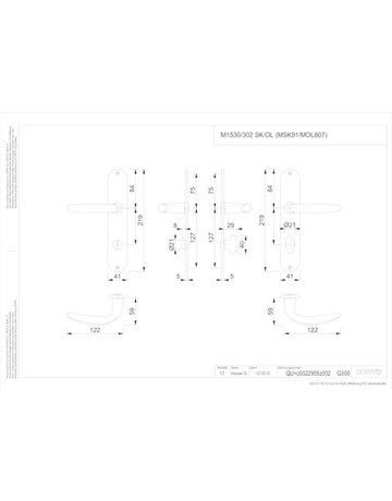Bild HOPPE Drückergarnitur Atlanta M1530/302, Langschild, oval, WC Schlitzkopf, Entfernung 72mm, Vierkant 8mm, Türstärke 37 - 47mm, Befestigungstechnik ohne Stütznocken, silber, satiniert verchromt-Resista-1