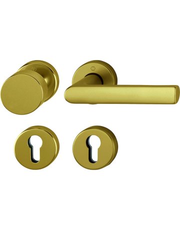 Bild HOPPE Wechselgarnitur Hamburg FS-58/42H/42HS/1700, Rosette, Profilzylinder gelocht, Vierkant 9mm, DIN Links-Rechts, TS 45 - 65mm, Befestigungstechnik mit Stütznocken, braun, bronzefarben, eloxiert-0