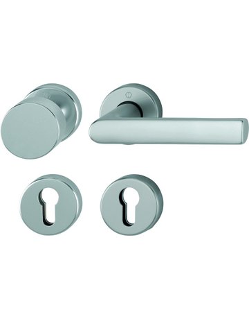 Bild HOPPE Wechselgarnitur Hamburg FS-58/42H/42HS/1700, Rosette, Profilzylinder gelocht, Vierkant 9mm, DIN Links-Rechts, TS 45 - 65mm, Befestigungstechnik mit Stütznocken, grau, stahlfarbig, eloxiert-0