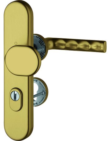 Bild HOPPE Kombi-Schutzgarnitur Hamburg FS-86G/3332ZA/42H/42HS/1700, Langschild/Rosette, ES 1, mit Zylinderabdeckung, Profilzylinder gelocht, Entfernung 72mm, Vierkant 9mm, TS 42 - 47mm, braun, bronzefarben, eloxiert, Schildstärke 15mm-0