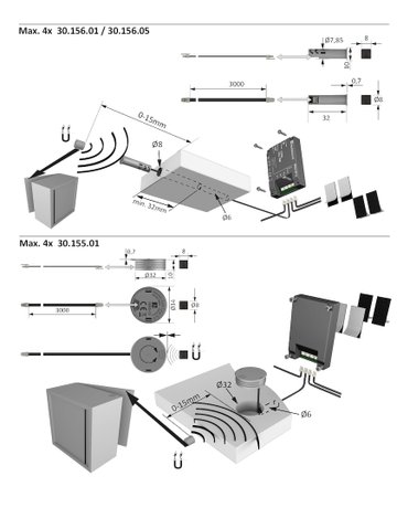 Bild MultiSwitch2 Türkontaktschalter Reed Sensor, 3m Ltg., schwarz - Halemeier-3