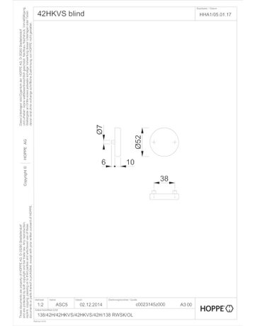 Bild Schlüsselrosettenpaar 42HKVS rund,UG,10mm,TS 37-42,F9714M - HOPPE-1