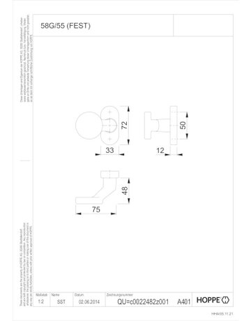 Bild 58G/55 o.Schlüsselros.ov.,F9714M,o.Nr. - HOPPE-1