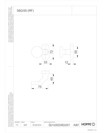 Bild 58G/55 o.Schlüsselros.ov.,drehb.,8,F9714M,o.Nr. - HOPPE-1