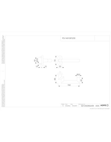 Bild HOPPE Halbgarnitur Rotterdam FS-1401GF2/55, ohne Schlüsselrosette, Vierkant 9mm, DIN Links-Rechts, Befestigungstechnik mit Stütznocken, schwarz, schwarz matt, eloxiert-1