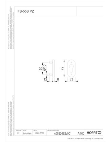 Bild Schlüsselrosette FS-55S oval,PZ, 8mm,F9714M - HOPPE-1