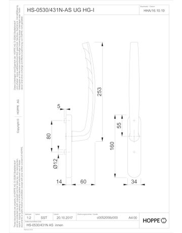 Bild HS-Grt.,UG,stahlfarbig Atlanta HS-0530/431N-AS innen - HOPPE-1