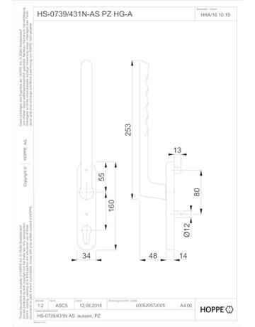 Bild HS-Grt.,PZ,schwarz matt Brest HS-0739/431N-AS außen - HOPPE-1