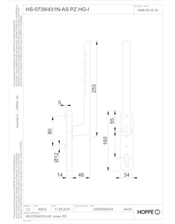 Bild HS-Grt.,PZ,stahlfarbig Brest HS-0739/431N-AS innen - HOPPE-1