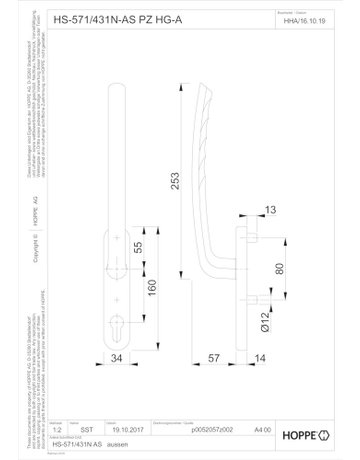 Bild HS-Grt.,PZ,stahlfarbig Tôkyô HS-571/431N-AS außen - HOPPE-1