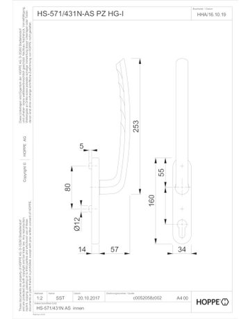 Bild HS-Grt.,PZ,stahlfarbig Tôkyô HS-571/431N-AS innen - HOPPE-1