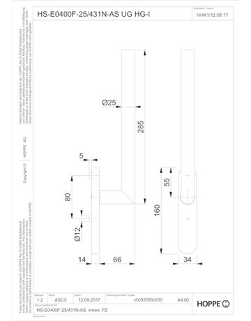 Bild HS-Grt.,UG,edelstahl matt Amsterdam HS-E0400F-25/431N-AS innen - HOPPE-1