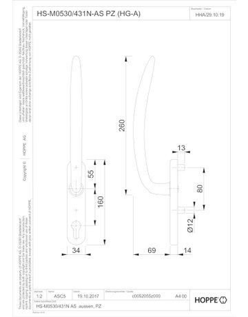 Bild HS-Grt.,PZ,messingfarben poliert-Resista Atlanta HS-M0530/431N-AS außen - HOPPE-1