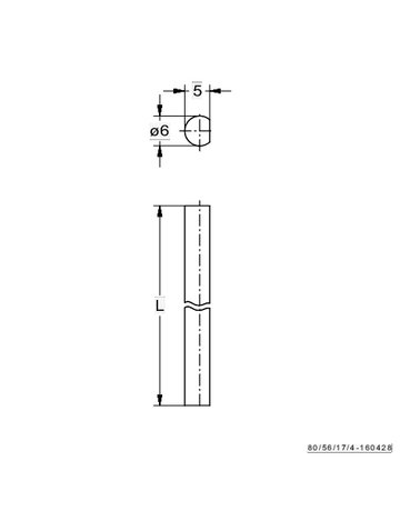 Bild Profil-Stangen Stahl vernickelt 6/5 mm für Drehstangen Schloss 1000 mm - JuNie-1