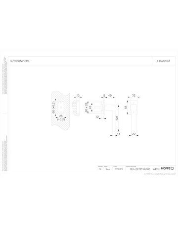 Bild Drehkipp-Fenstergriff, Austin 0769/USV919, mit eckiger Rosette, Vierkant 7x 32-42, stahlfarbig eloxiert - HOPPE-1