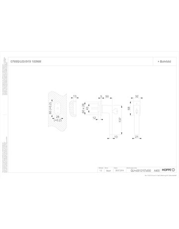 Bild Drehkipp-Fenstergriff, abschließbar, Austin 0769S/USV919 100NM, DIN Links-Rechts, 7/32-42mm, verkehrsweiß - HOPPE-1