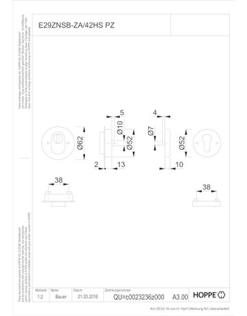Bild Schutzrosette E29ZNSB-ZA/42HS rd/fla.,2mm,ZA/PZ,F69,TS65-75 - HOPPE-1