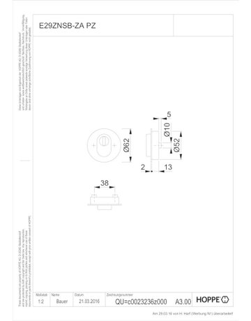 Bild Schutzrosette E29ZNSB-ZA rd/fla.,2mm,ZA/PZ,F69,TS65-75 - HOPPE-1