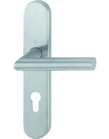 Bild HOPPE Drückergarnitur Amsterdam FS-E1400/353H, Langschild, oval, Profilzylinder gelocht, Entfernung 72mm, Vierkant 9mm, Türstärke 40 - 65mm, Befestigungstechnik mit Stütznocken, grau, edelstahl matt-0