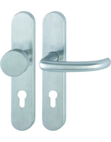 Bild HOPPE Wechselgarnitur San Francisco FS-E58/353H/1301, Langschild, oval, Profilzylinder gelocht, Entfernung 72mm, Vierkant 9mm, Türstärke 40 - 65mm, Befestigungstechnik mit Stütznocken, grau, edelstahl matt-0