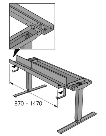Bild Möbel- Tischgestell-Kabelkanal, 870- 1.470mm, Change Top 9132991, aluminiumoptik - Hettich-1