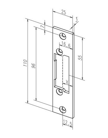 Bild Türrahmen -FH-Türöffner 118F.13, mit Flachschließblech, 10-24V AC/DC - effeff-1