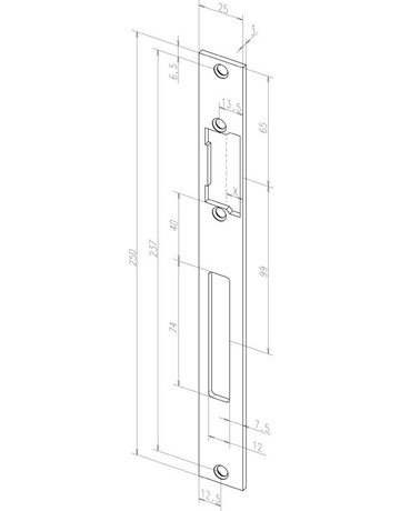 Bild Fluchttüröffner 332.238, mit Flachschließblech, 25x250mm, 12V DC - effeff-2