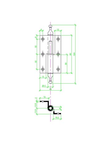 Bild Möbel- Stilband, 212, 31076, links, Länge 80mm, überfälzt (Kröpfung D 7,5), Messing braun antik - Hettich-1