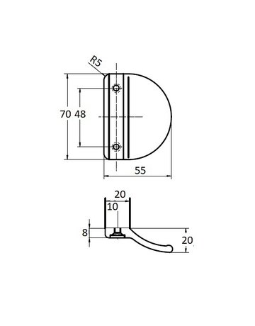 Bild Ziehgriff, 70mm, Kunststoff, graubraun unbehandelt - Roto-1