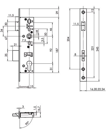 Bild Rohrrahmenschloss 24 X 245 Niro Flachstulp, 5 mm (49) ES02/8/92 PZW 35 D - SSF-1
