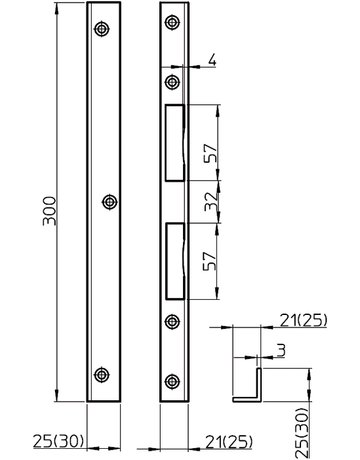 Bild Si-Winkelschließblech silber 300 x 25 x 30 mm LS/RS - SSF-1