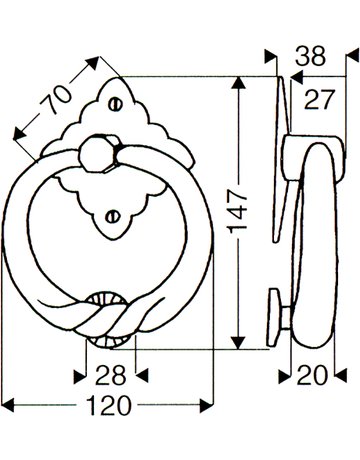 Bild Türklopfer 385 mit Anschlagknopf EI Rowe Ø 120 mm - Scheitter-1