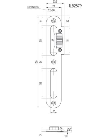 Bild Lappenschließblech 1LB2579 DR,28/33,2x170x3 rd,edelstahl - SAG-1