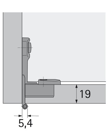 Bild Grundscharnier Selekta Pro 2000 E vernickelt 180 °, Auflage -3,2 mm, mit Spreizmuffen - Hettich-2