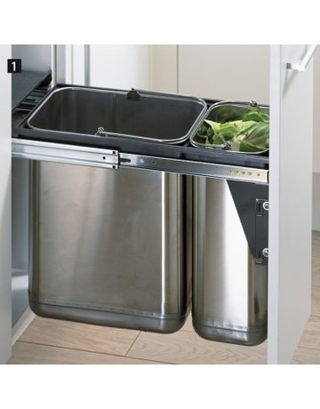 Bild Küchen-Abfallsystem,Schrankb.min.300mm BIN it. Duo 49477,1x20/1x10l, Eimer:ER - Hettich-1