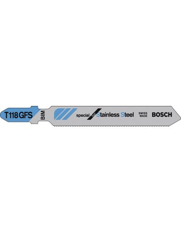 Bild Stichsägeblatt T 118 GFS Bosch VE à 5 Stück Basic for Stainless Steel-0
