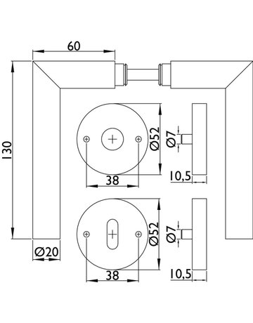 Bild Drücker-Rosettengarnitur Platina BB Edelstahl mit TS 38-42 mm - Topform-1